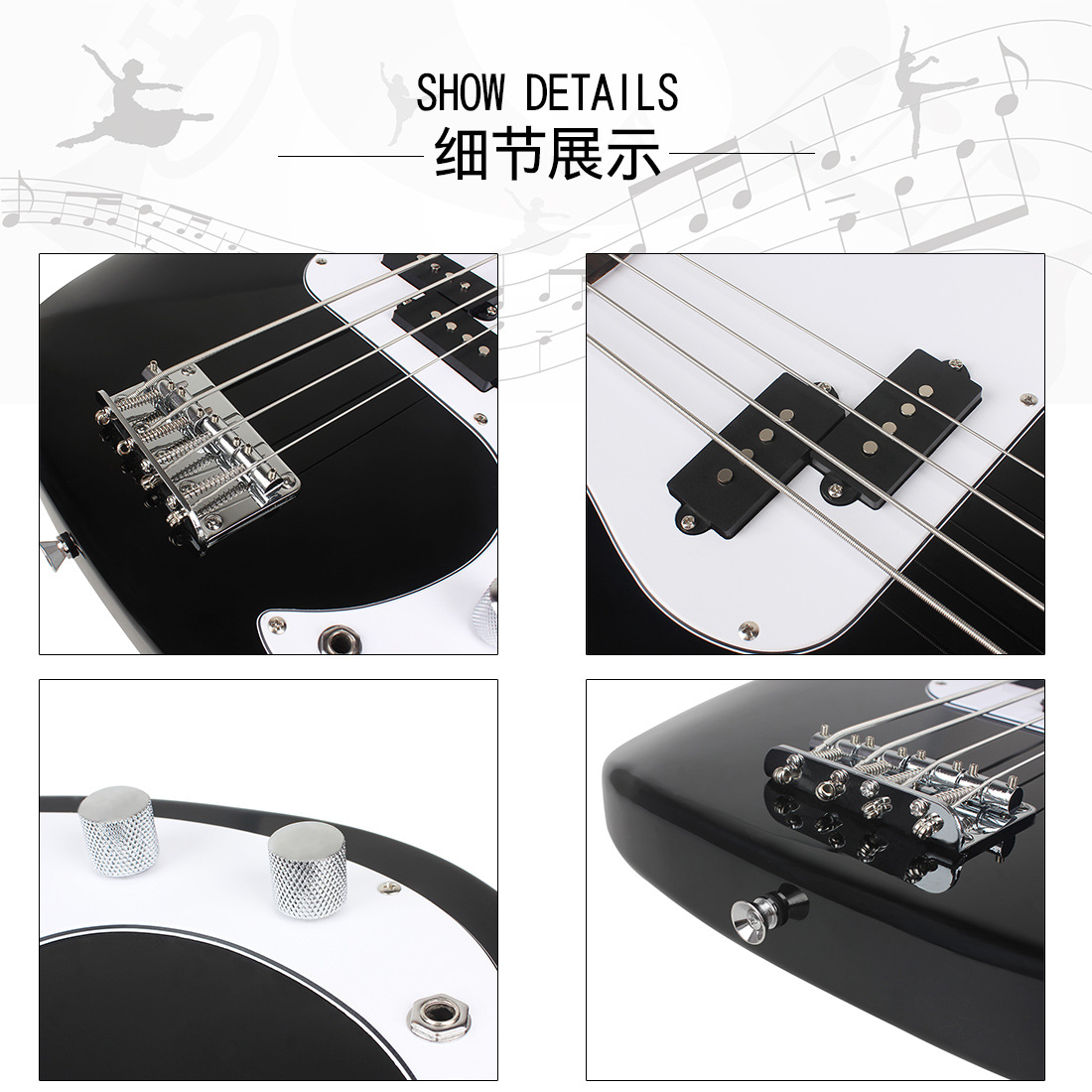 IRIN电贝司四弦电贝斯低音吉他儿童初学专业演奏摇滚4弦贝斯BASS 11