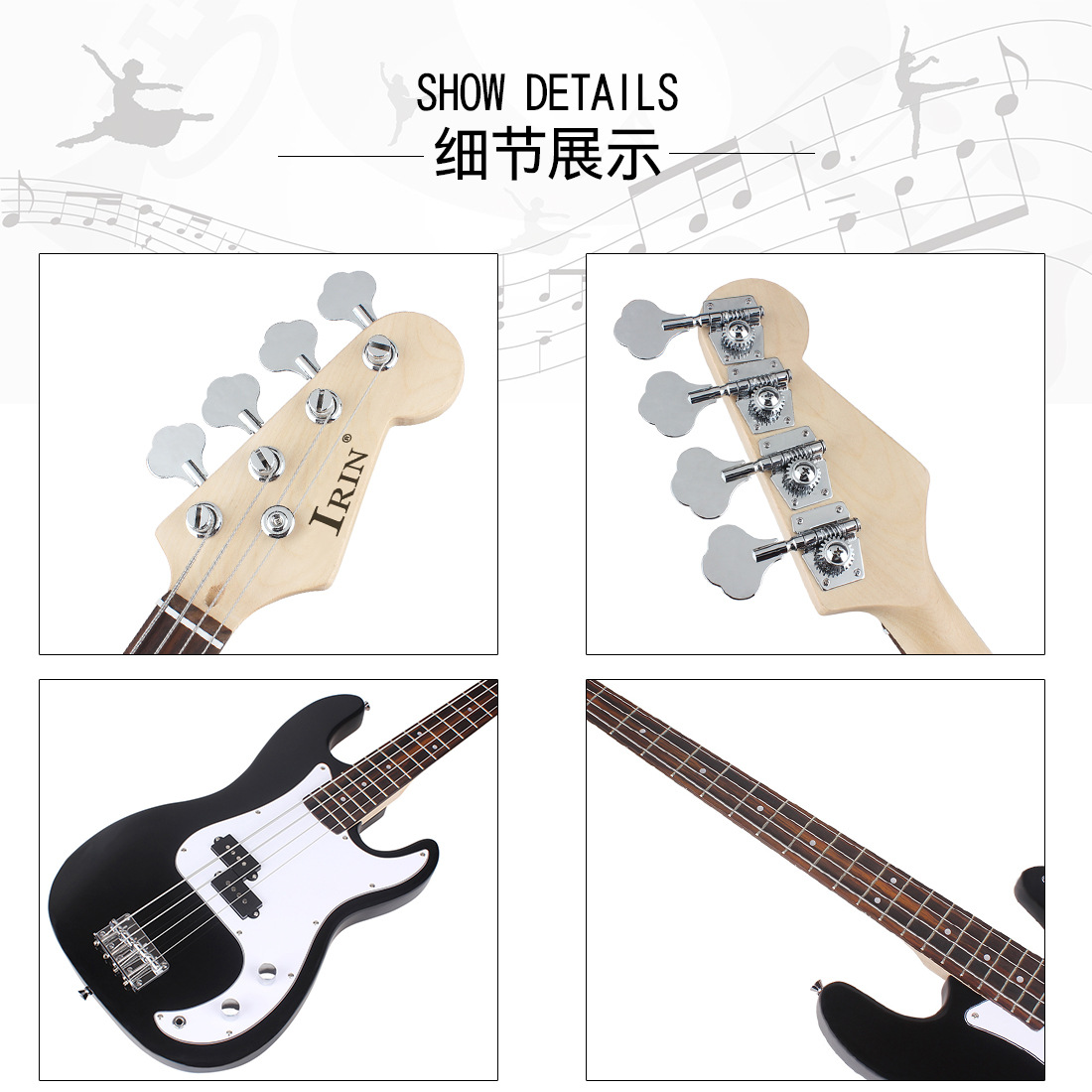IRIN电贝司四弦电贝斯低音吉他儿童初学专业演奏摇滚4弦贝斯BASS 10