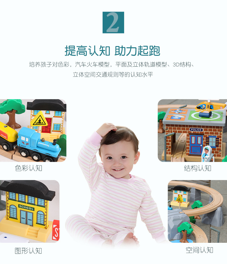 儿童木制托马斯火车电动轨道拼装玩具  木质95件交通矿山套装批发 9