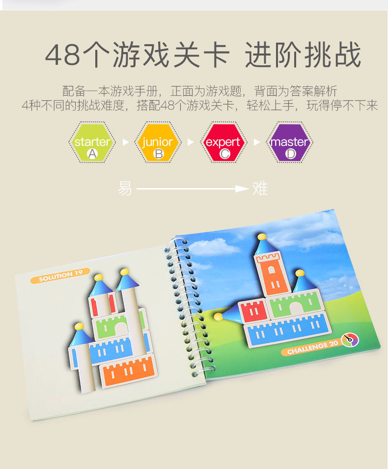 CPC儿童日与夜拼插积木城堡叠叠高宝宝魔术箱平衡积木桌游玩具 34