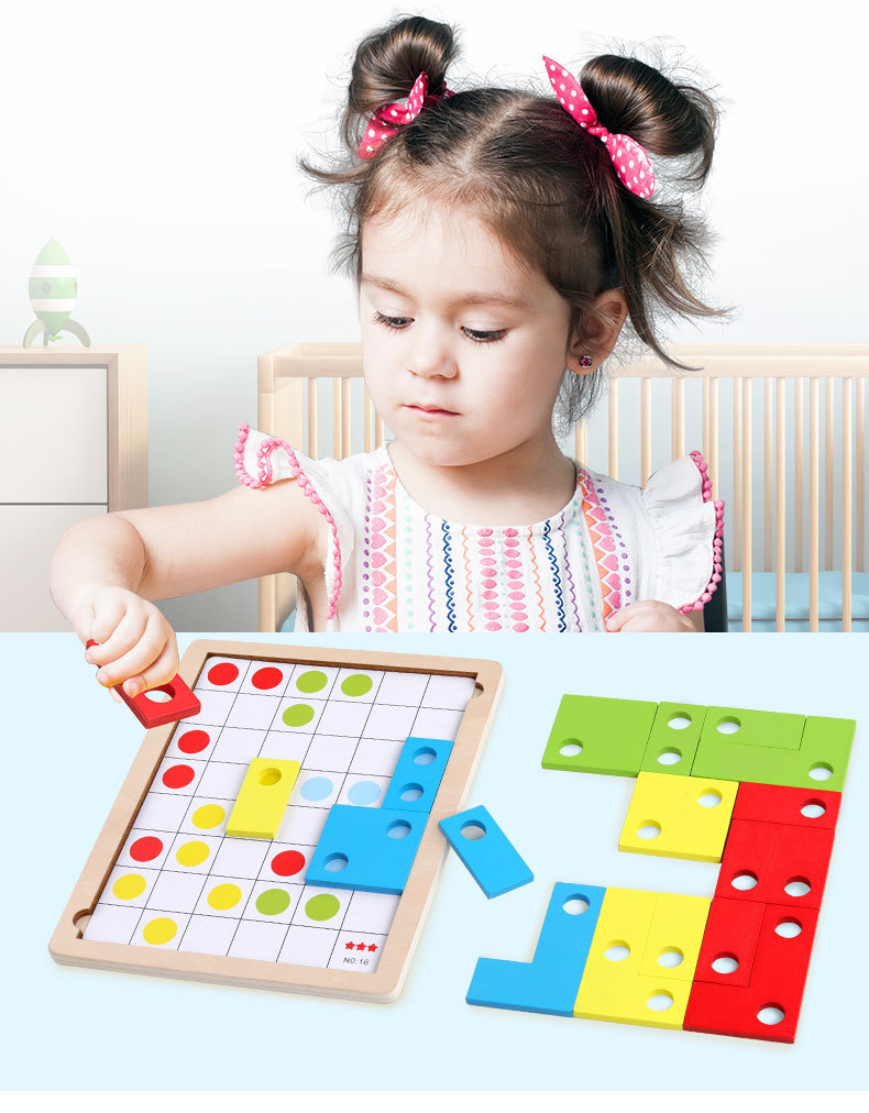 儿童木制俄罗斯方块积木 幼儿园3-5岁逻辑思维方块拼图玩具批发 5