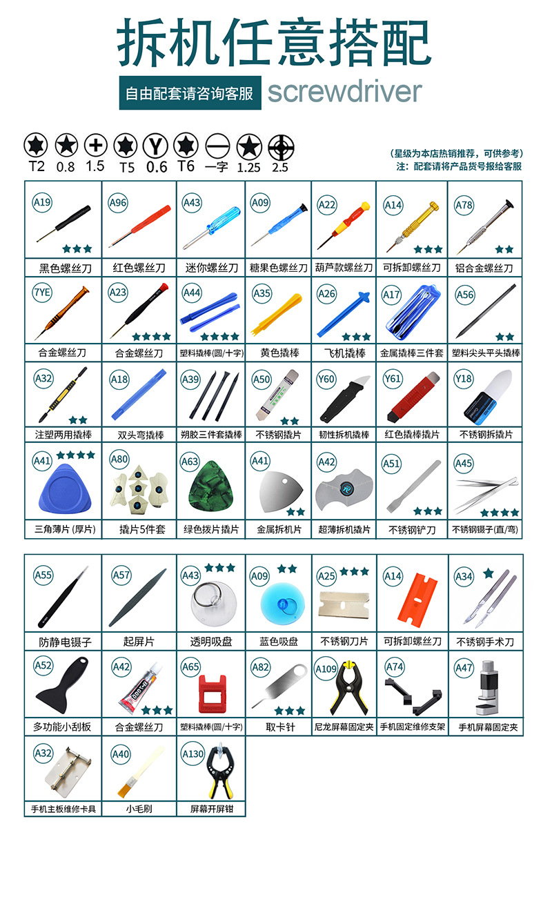 20件套手机拆机维修工具套装螺丝刀组合21合1撬片多用款螺丝批 6