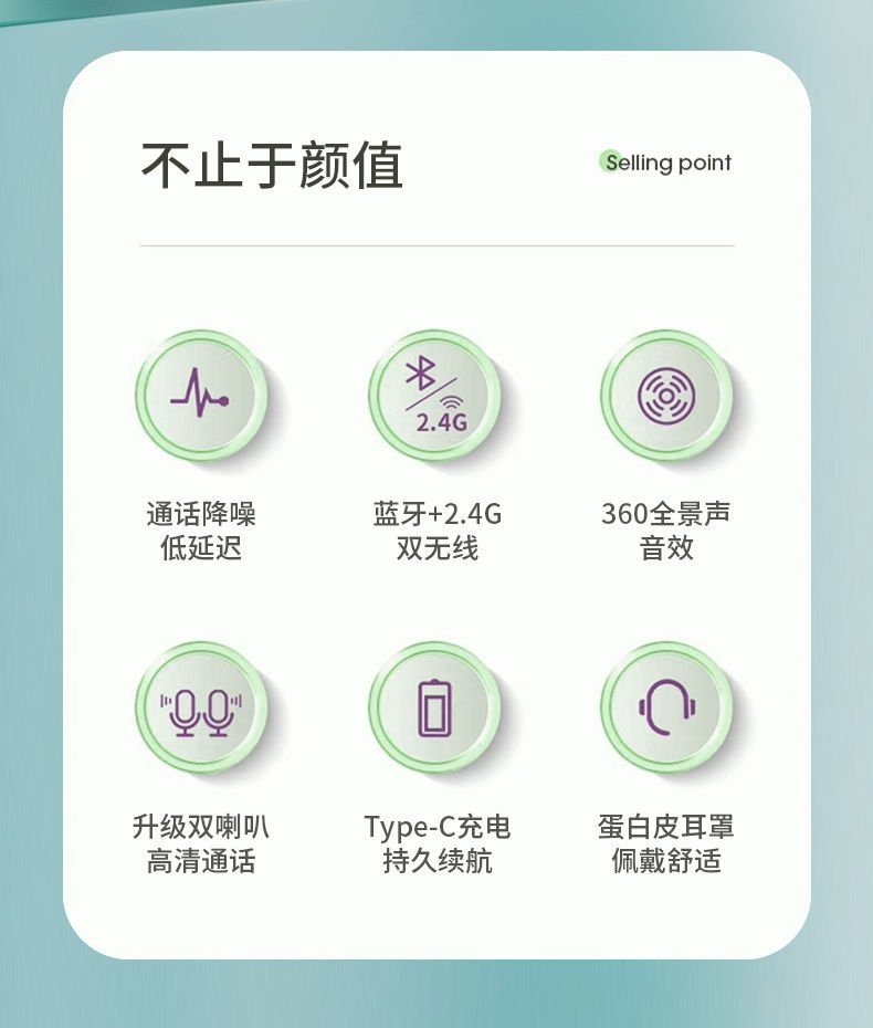 无线游戏蓝牙耳机头戴式降噪耳麦电脑笔记本专用电竞新款带麦2.4G 3