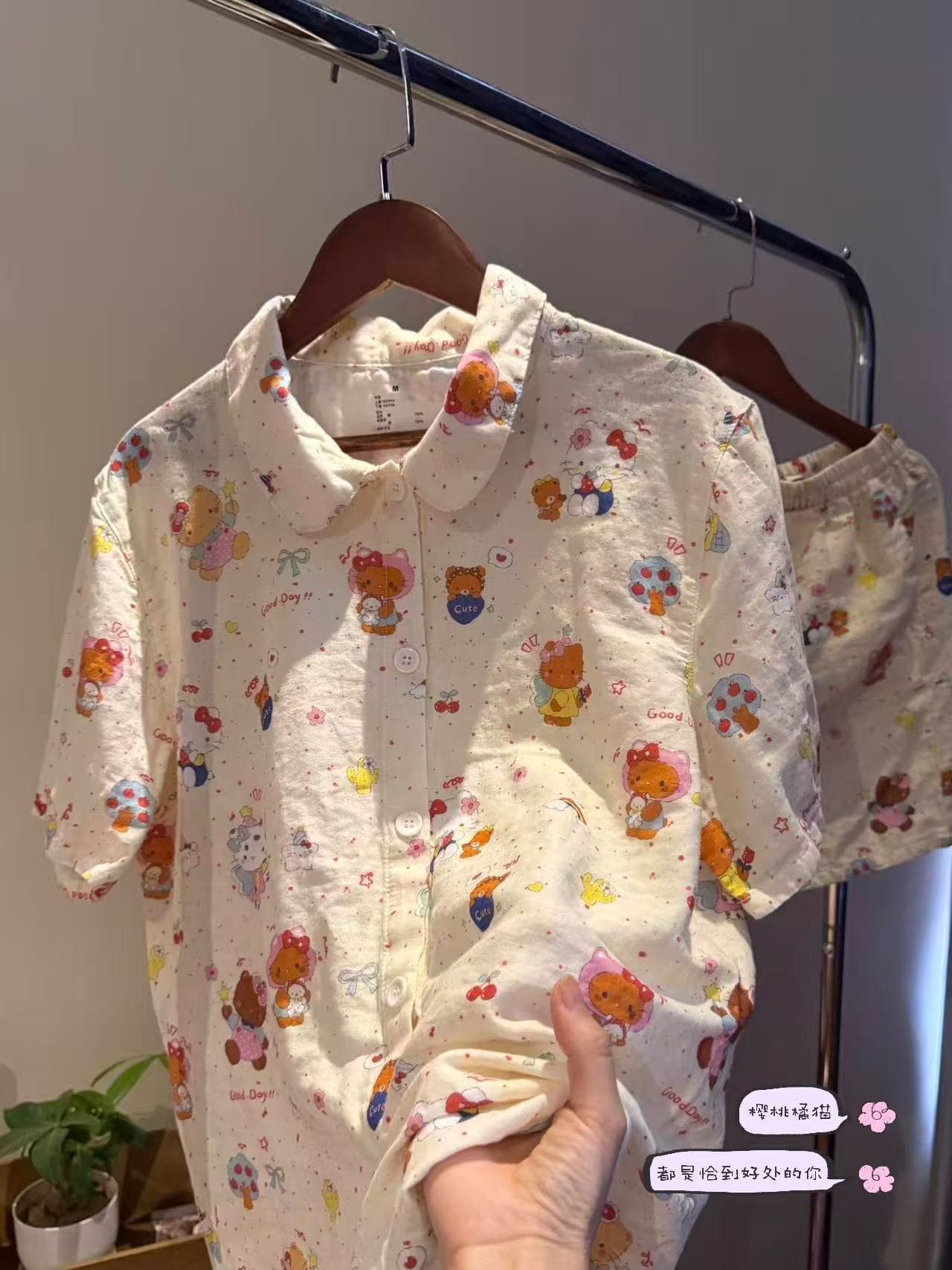 夏日新款~娃娃领短袖短裤A类100棉双层纱睡衣家居服纱布卡通可爱 18