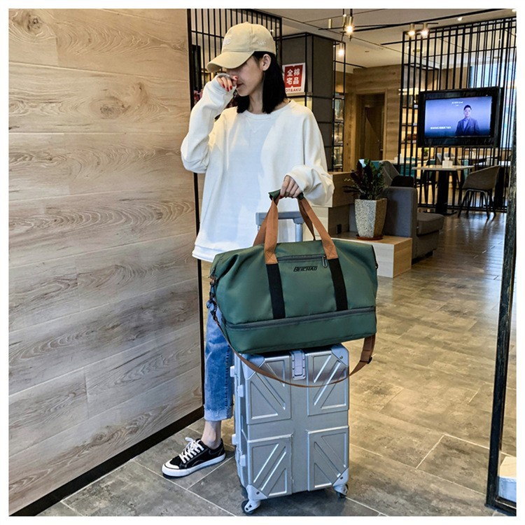 新款行李收纳短途旅行包大容量独立鞋仓健身包可套拉杆出差手提包 46