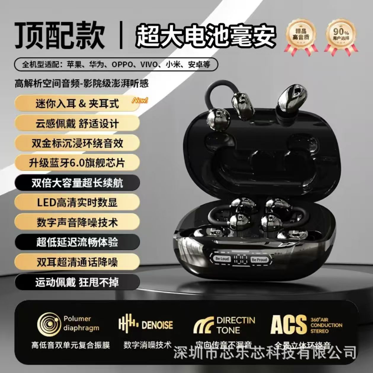 【4个耳机+可给手机充电】26新款耳夹式睡眠无线蓝牙耳机超长续航
