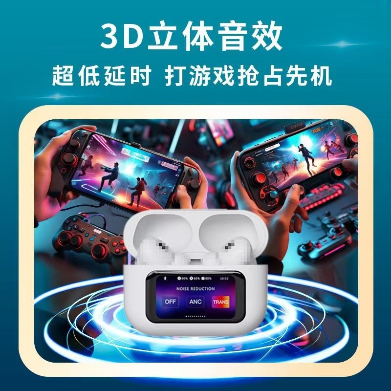 跨境A9pro高清屏显触控式带降噪APP无线蓝牙耳机长续行工厂供应 4