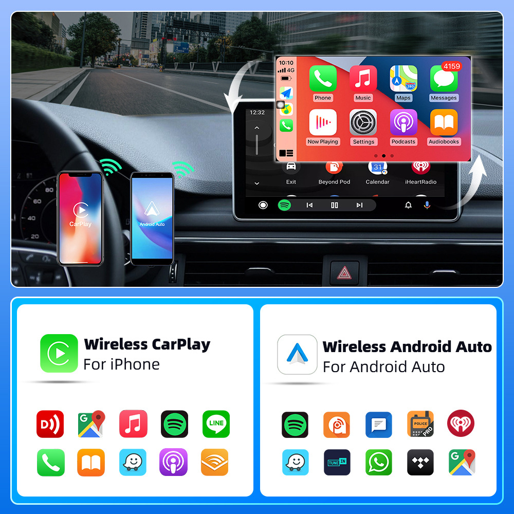跨境2合1carplay盒子有线转无线Android AUTO适配器车机互联盒子 10