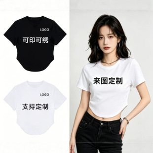 河北纯棉短袖男女款t恤定制logo图案工作服文化衫宽松大码版型T恤 5