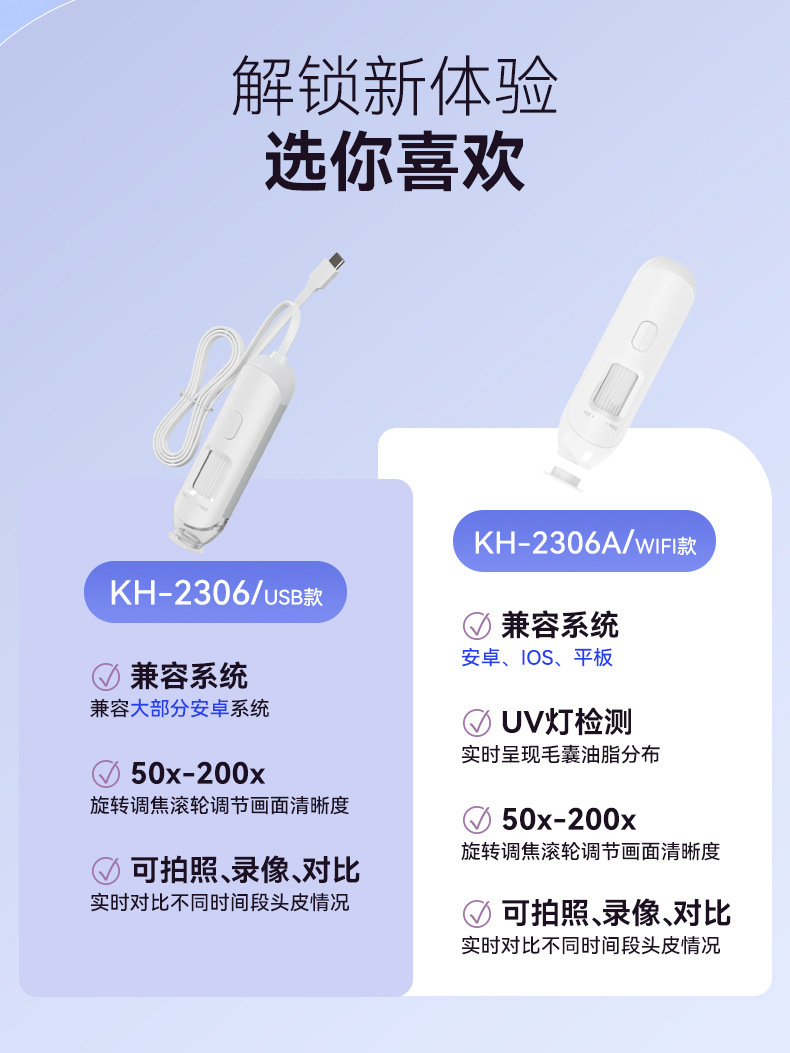 新款头皮检测仪毛囊皮肤检测高清便携式家用美容院养发馆检测仪器 2