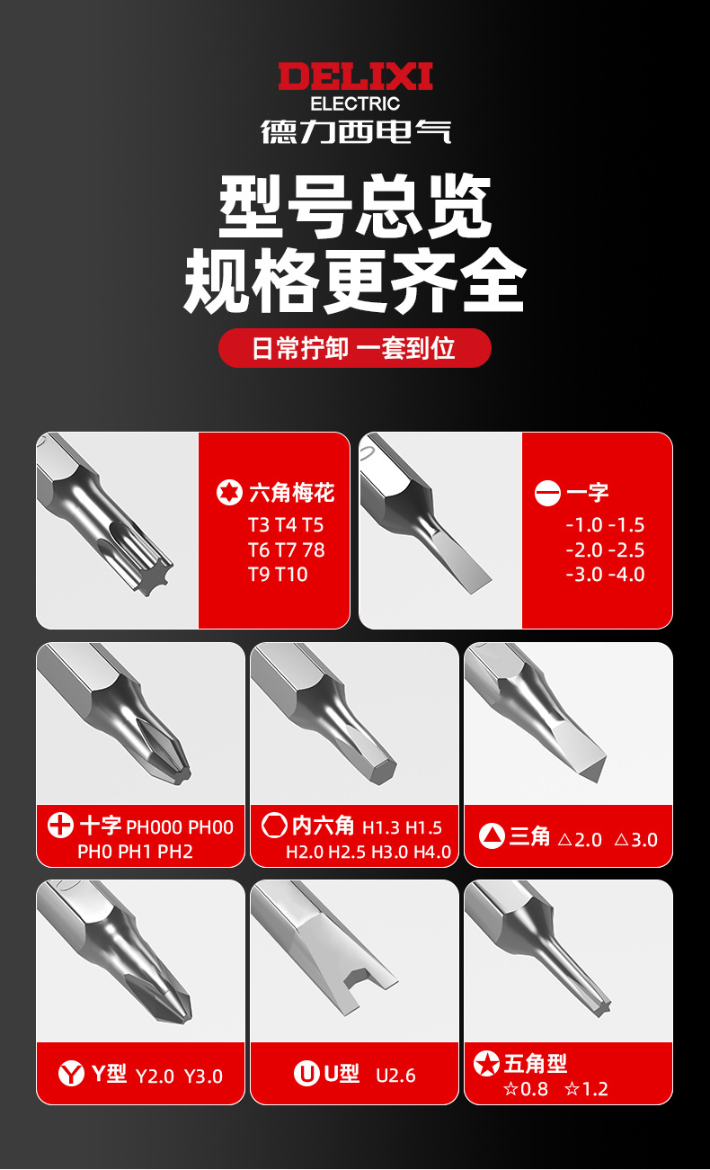 德力西电气螺丝刀套装多功能手机维修拆机工具异形磁吸批头套装 11