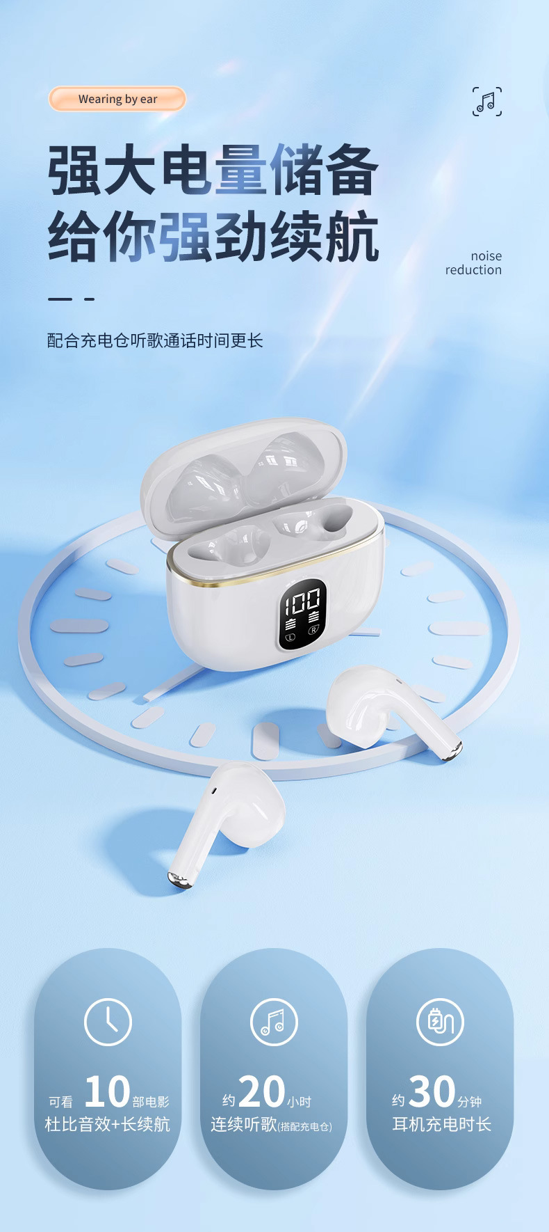 电量显示真无线双耳TWS双边立体声充电仓蓝牙耳机马卡龙不入耳5.3 9