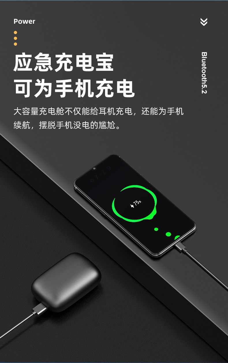 跨境私模S19无线蓝牙耳机数显触控5.4不入耳双耳迷你运动通话通用 16