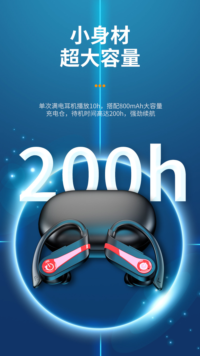 跨境无线蓝牙耳机挂耳式运动双耳跑步防水降噪亚马逊爆款超长续航 7