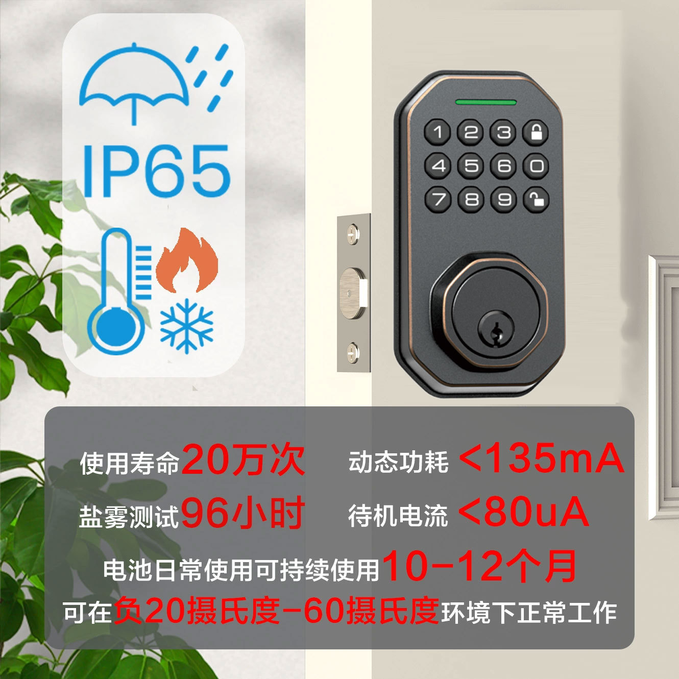 定制跨境外贸北美智能门锁电子密码呆锁全自动木门美式涂鸦指纹锁 10
