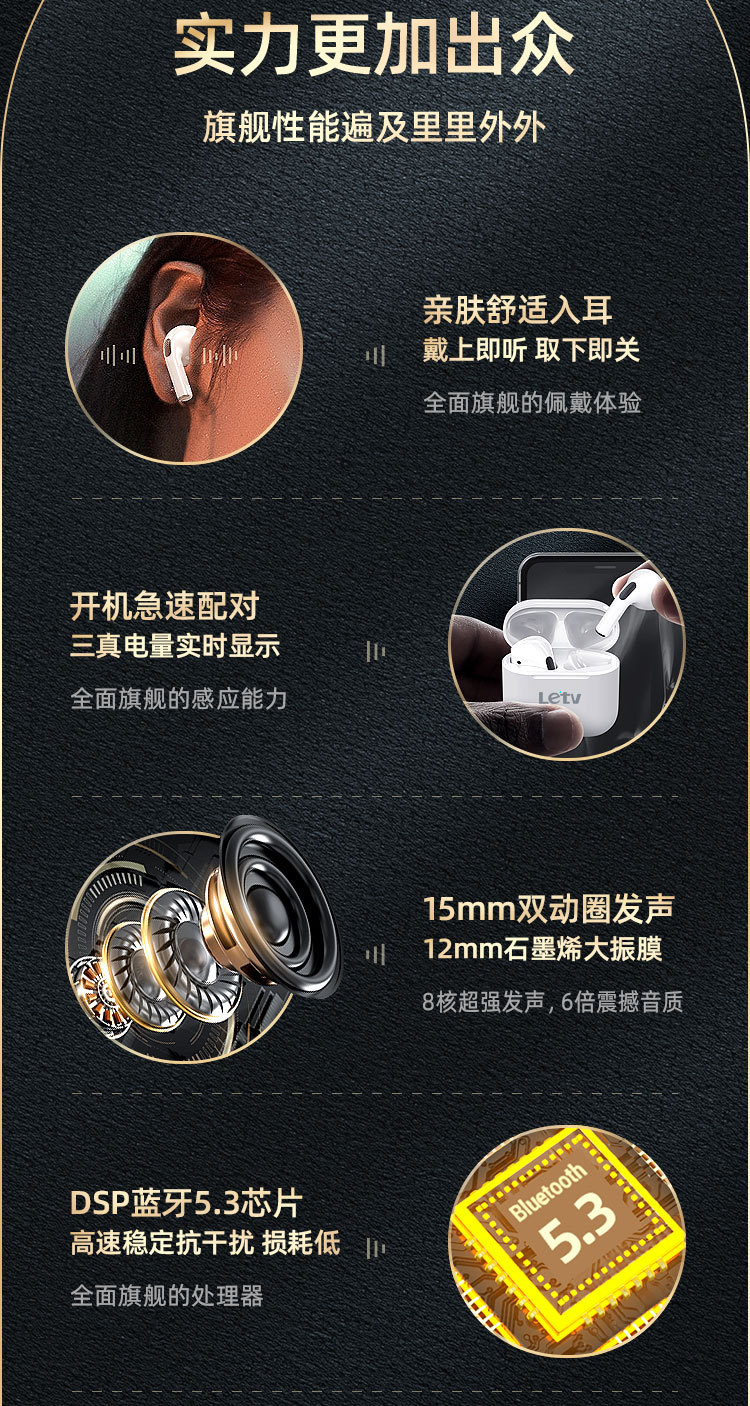 乐视Letv无线蓝牙耳机超长续航pro4降噪半入耳式品牌正品华强北 7