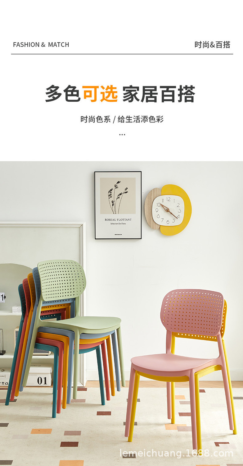 塑料椅子北欧餐厅加厚靠背椅家用餐桌商用餐椅简约凳子轻奢现代 5
