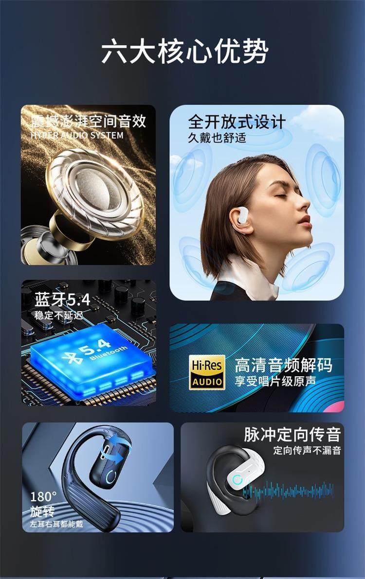【左右可佩戴】新款无线蓝牙耳机不入耳超长续航适用vi华为OPO 4
