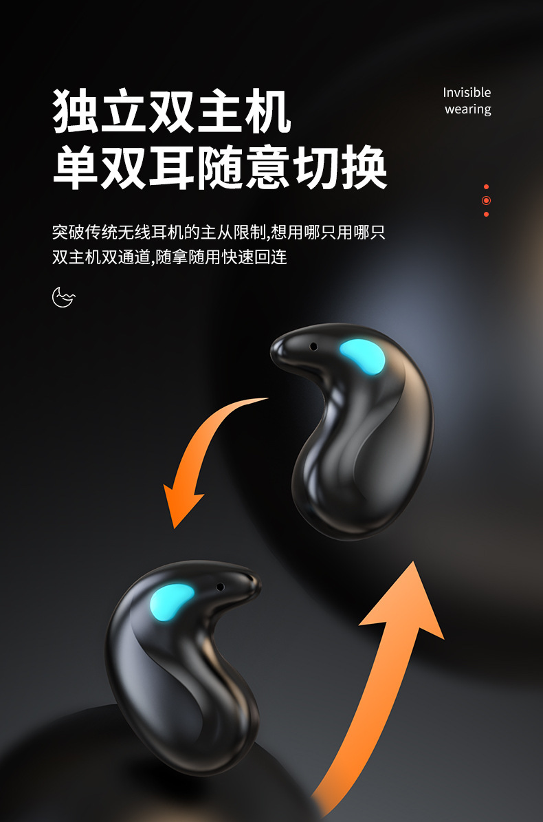 X55隐形睡眠耳机骨传导迷你超小降噪数显超长续航马卡龙蓝牙耳机 11