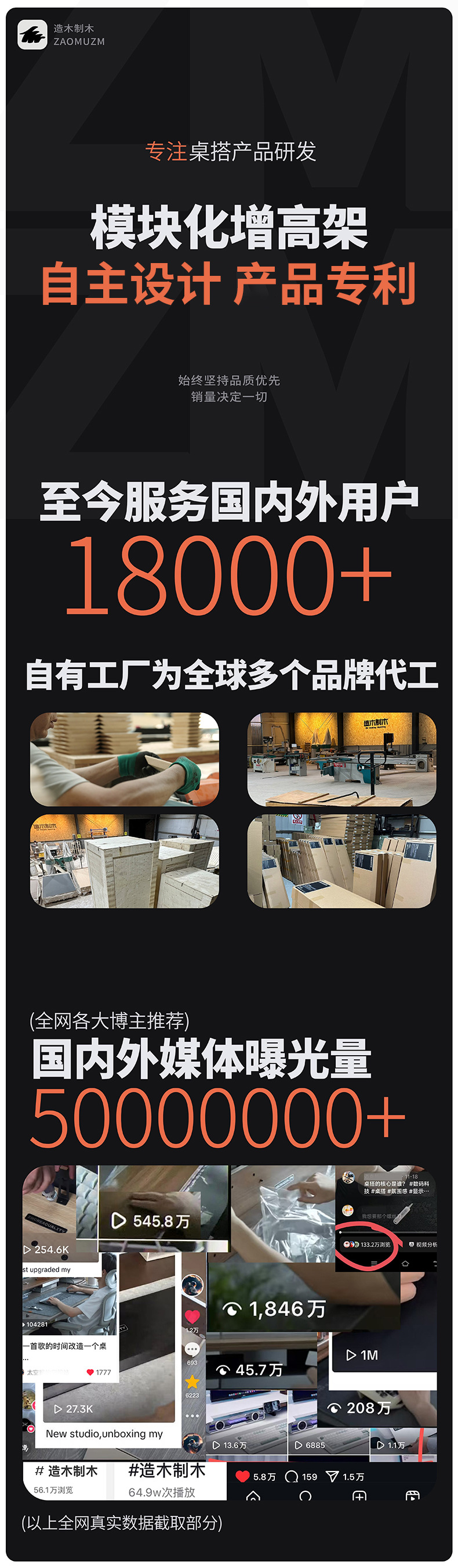 【造木】M10黑胡桃多层实木电脑显示器增高架模块化置物架厂家 6