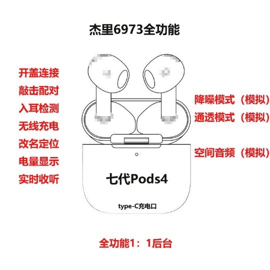 跨境二三四五代六代七代airpods Pro新款八代蓝牙耳机1:1 ANC降噪 5