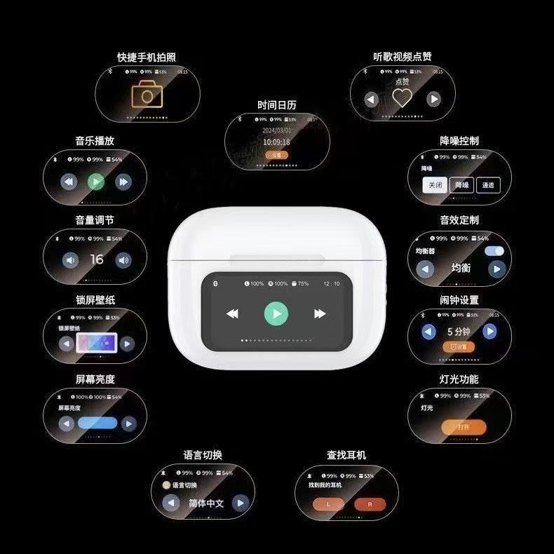 跨境A9pro高清屏显触控式带降噪APP无线蓝牙耳机长续行工厂供应 11
