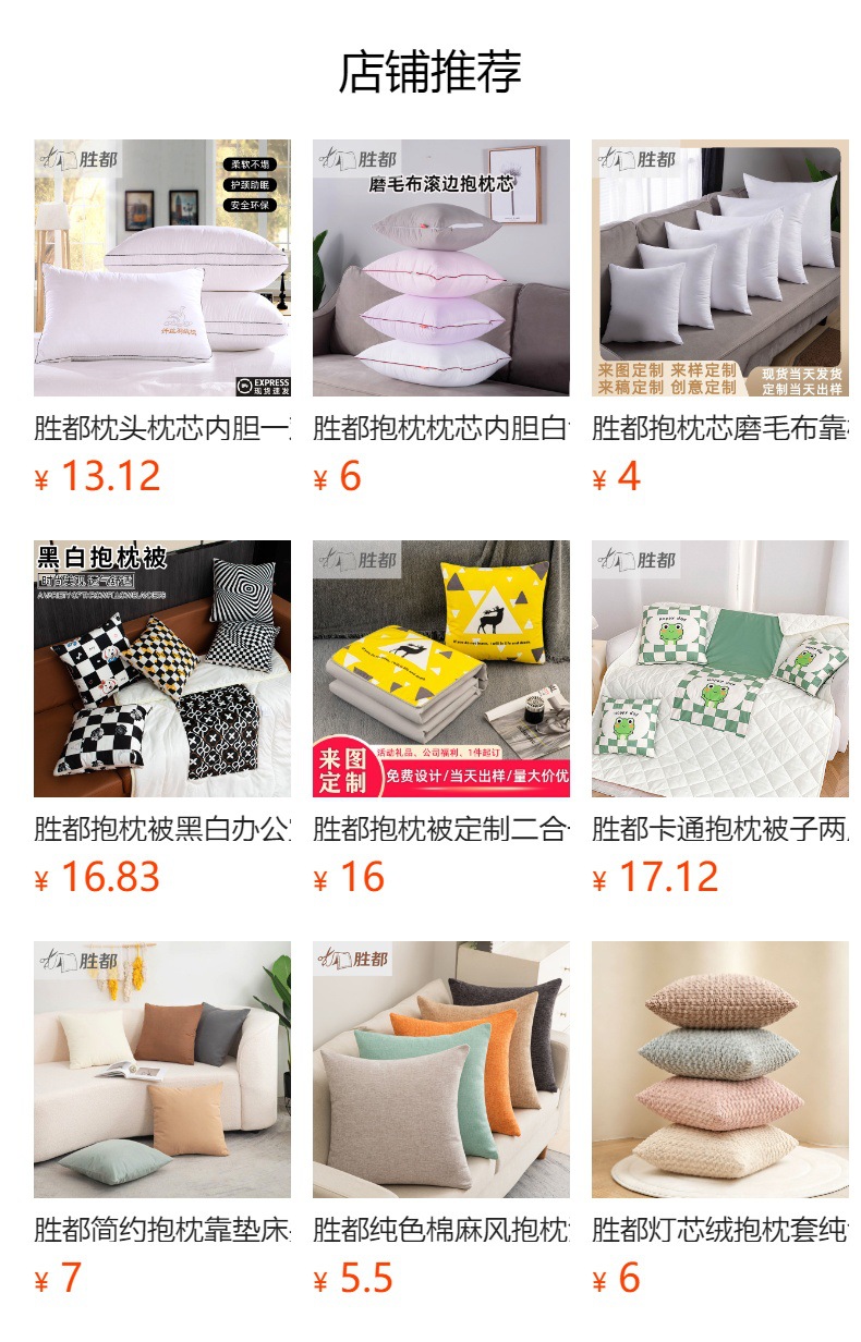 胜都抱枕芯50×50枕芯抱枕内胆白色PP棉纯棉酒店家用枕头厂家批发 1