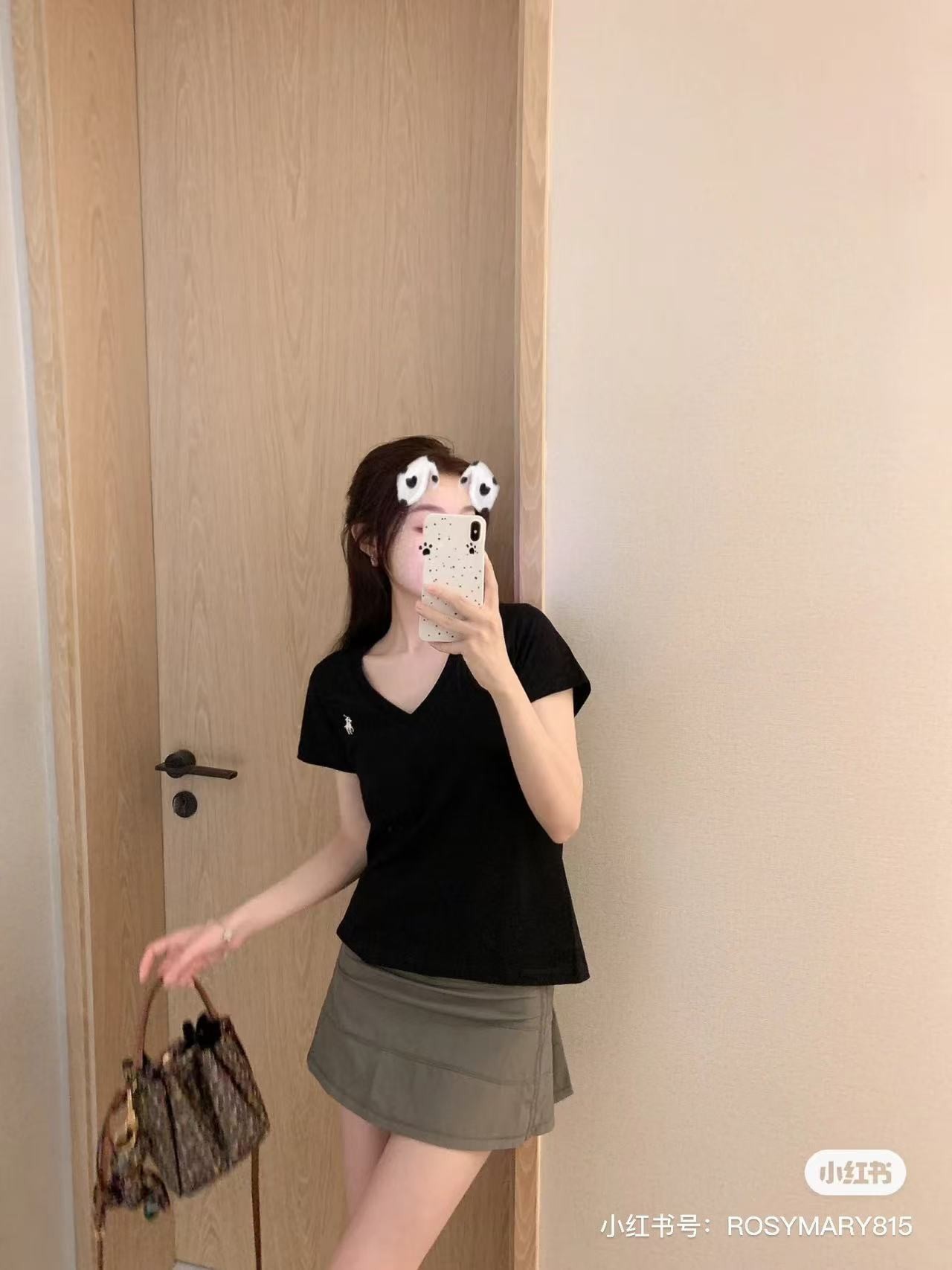 26现货rl拉夫小马标刺绣女士V领短袖T恤百搭休闲拉夫支持一件代发 2