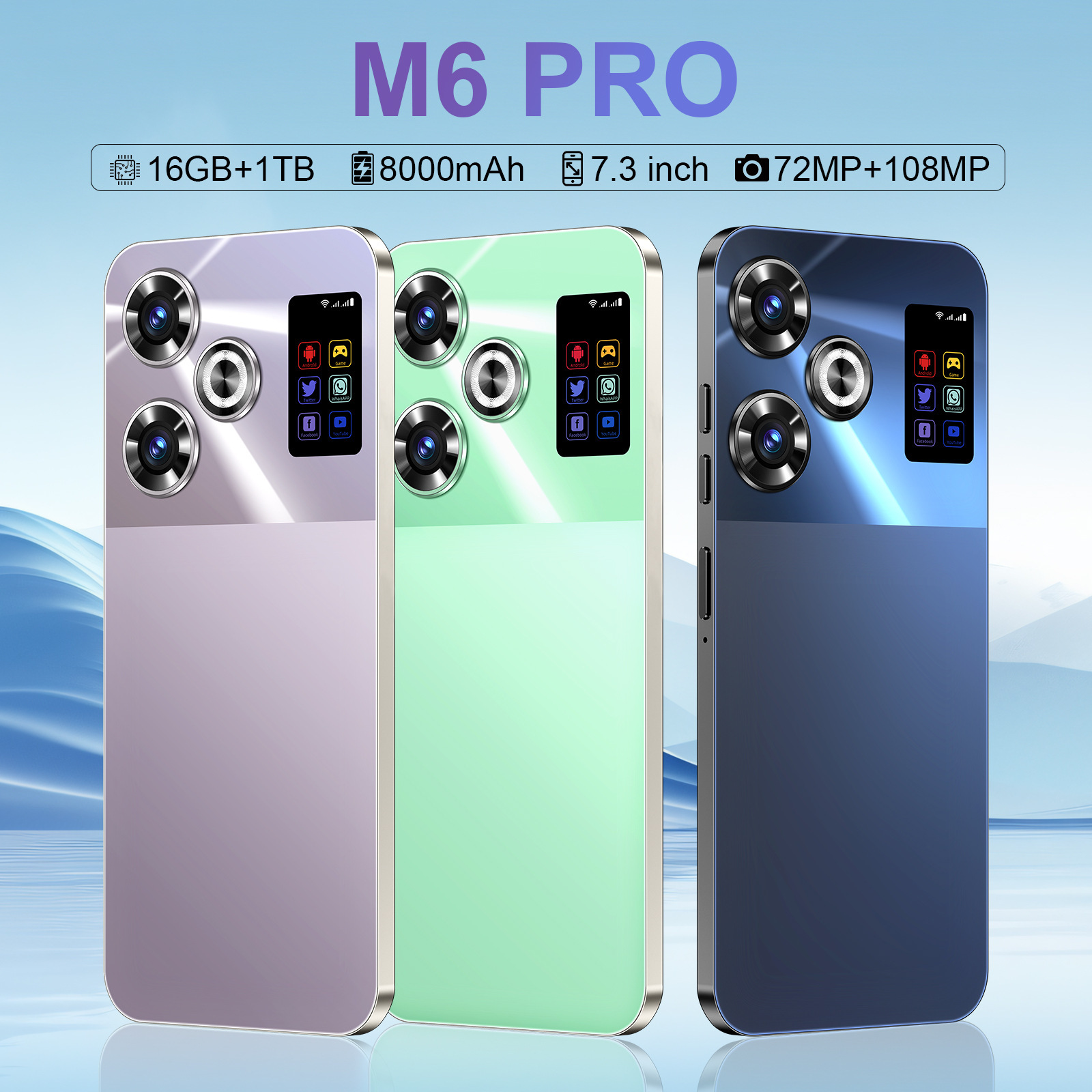M6Pro新品跨境外贸智能手机安卓7.3英寸2+16G低价真4核全网通现货 3