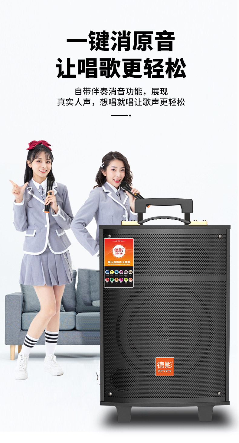 德影广场舞音响无线蓝牙户外大功率拉杆音箱k歌大音量低音炮家用 10
