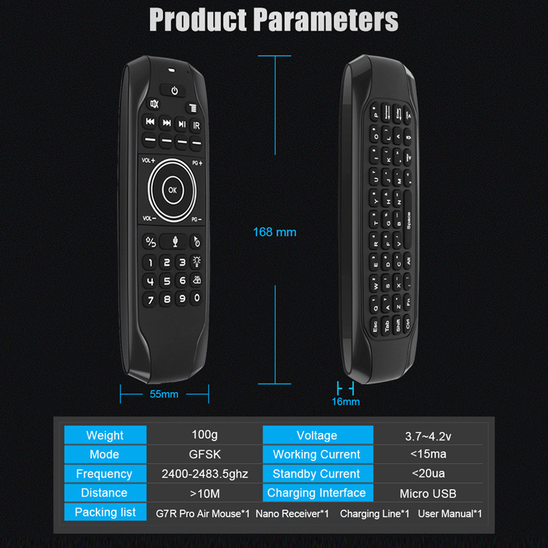 G7V PRO 语音无线飞鼠&键盘 USB2.4G 遥控器 LED背光 红外学习 19