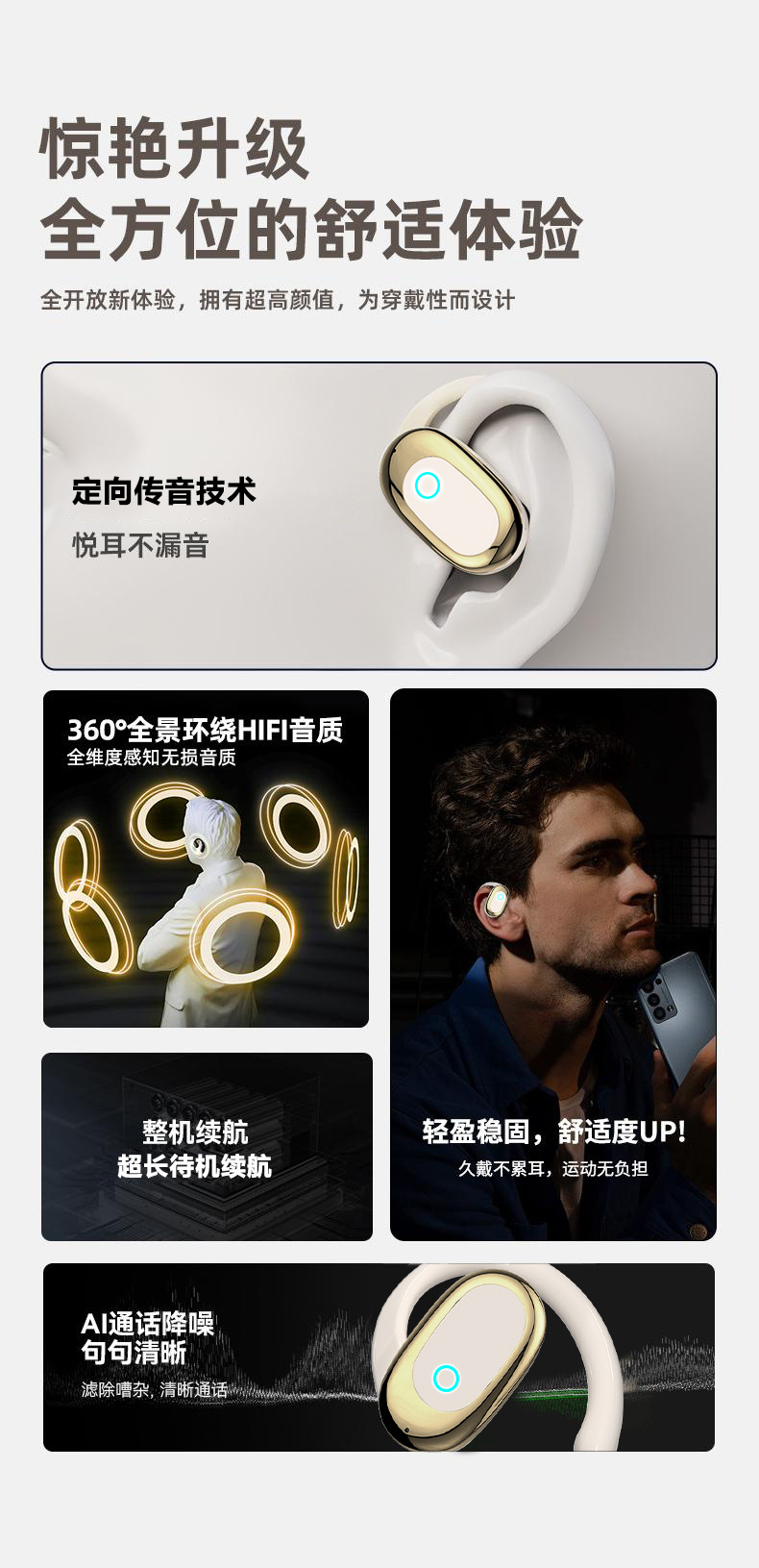 【柏林之声】2025潮款开放式无线运动耳机久戴不痛长续航蓝牙耳机 5