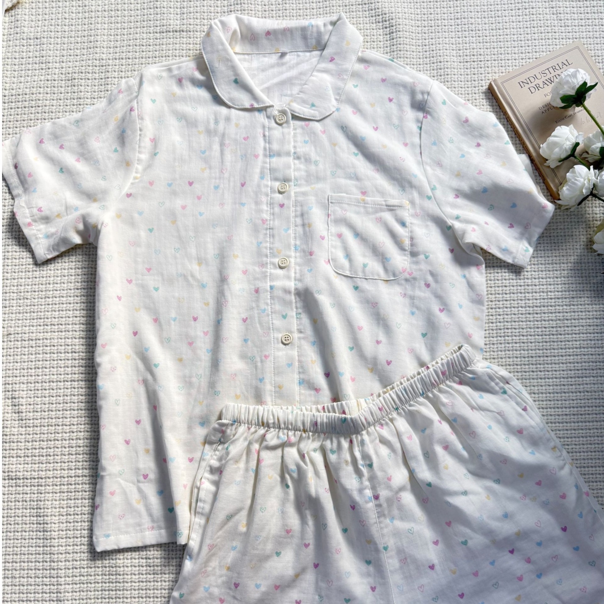 A类全棉春夏季双层棉纱睡衣女可爱狗狗短袖短裤学生纯棉家居服 30