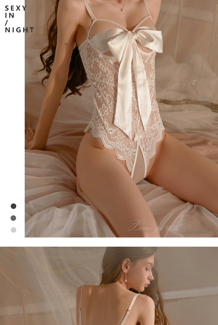 仙懿性感内衣女蕾丝紧身衣蝴蝶结连体衣诱惑制服免脱套装qqny419 13
