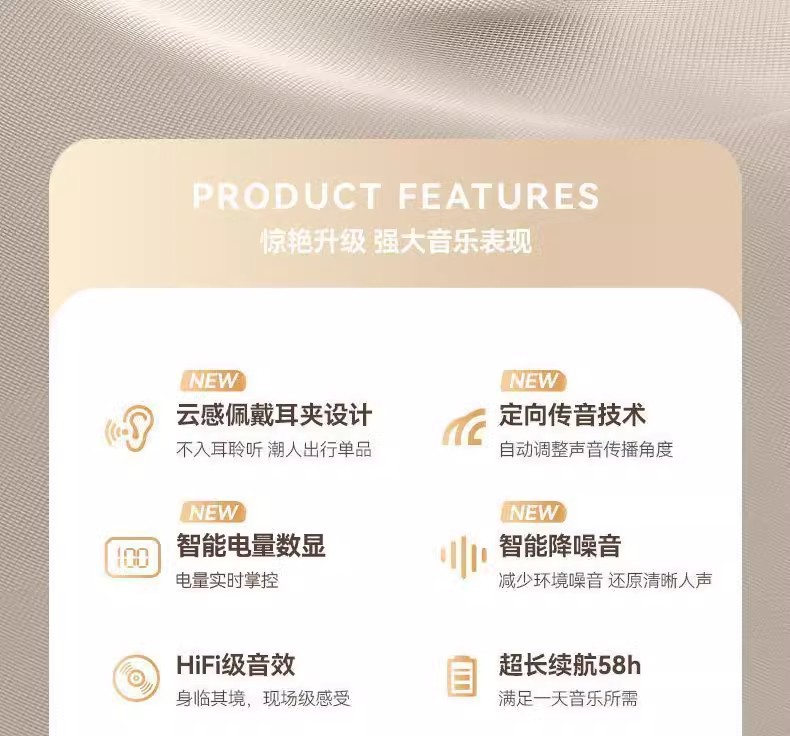 GTS19挂耳式蓝牙耳机 不入耳无线耳机超长待机高音质高品质 2