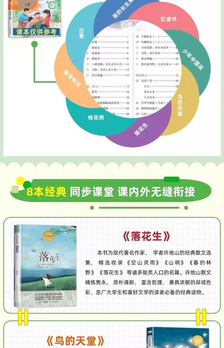五年级课外阅读书籍推荐鸟的天堂少年中国说 桂花雨白鹭落花生 3