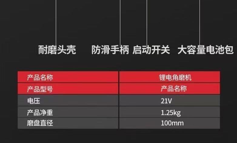 五羊本田王锂电角磨机大功率家用无线切割机多功能打磨角磨机跨境 48