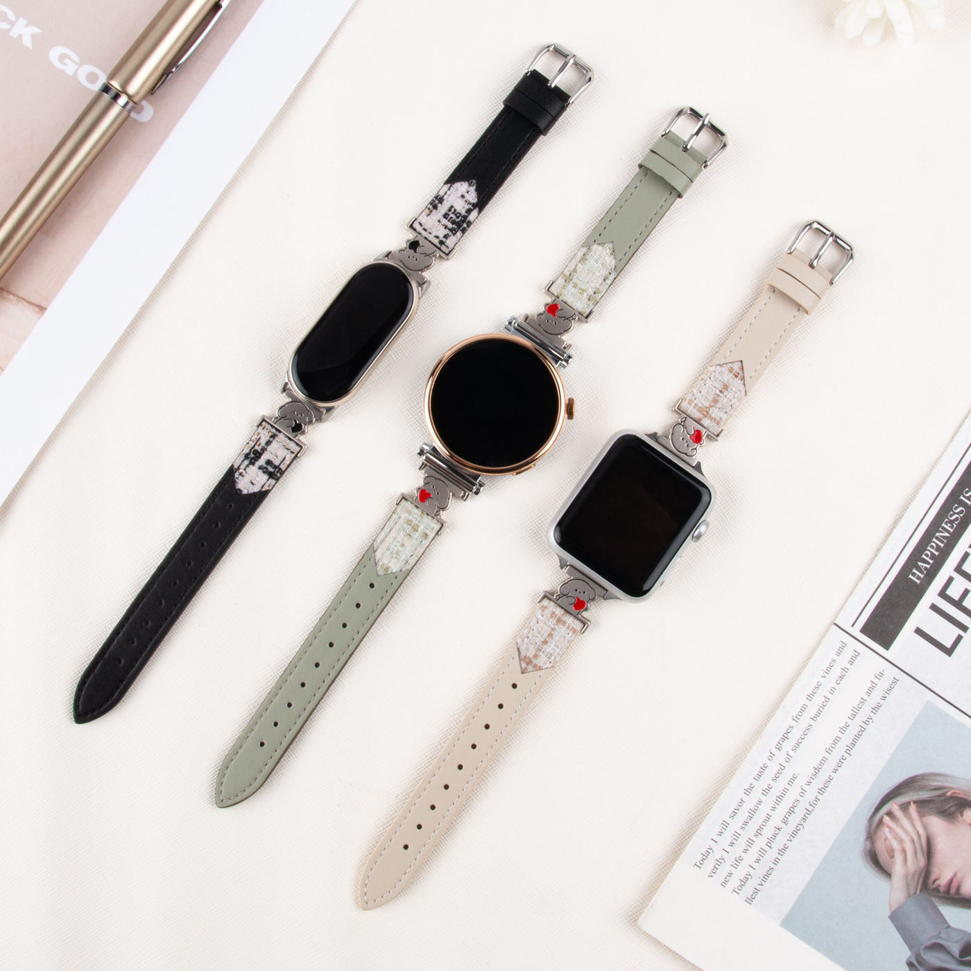 适用小米9/10手环表带华为gt6/fit4苹果iwatch11高级感手链式表带 3