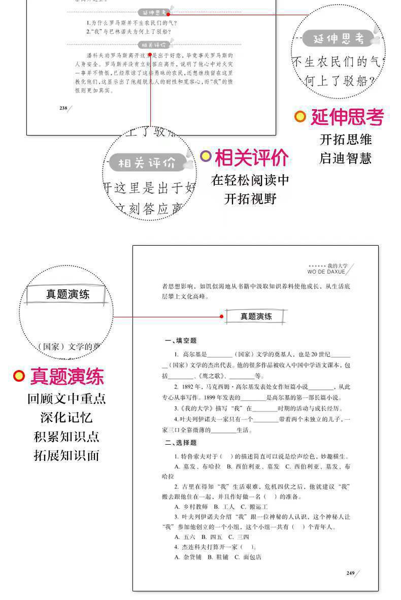 正版高尔基三部曲童年在人间我的大学 中 小学生 课外必读课外书 6