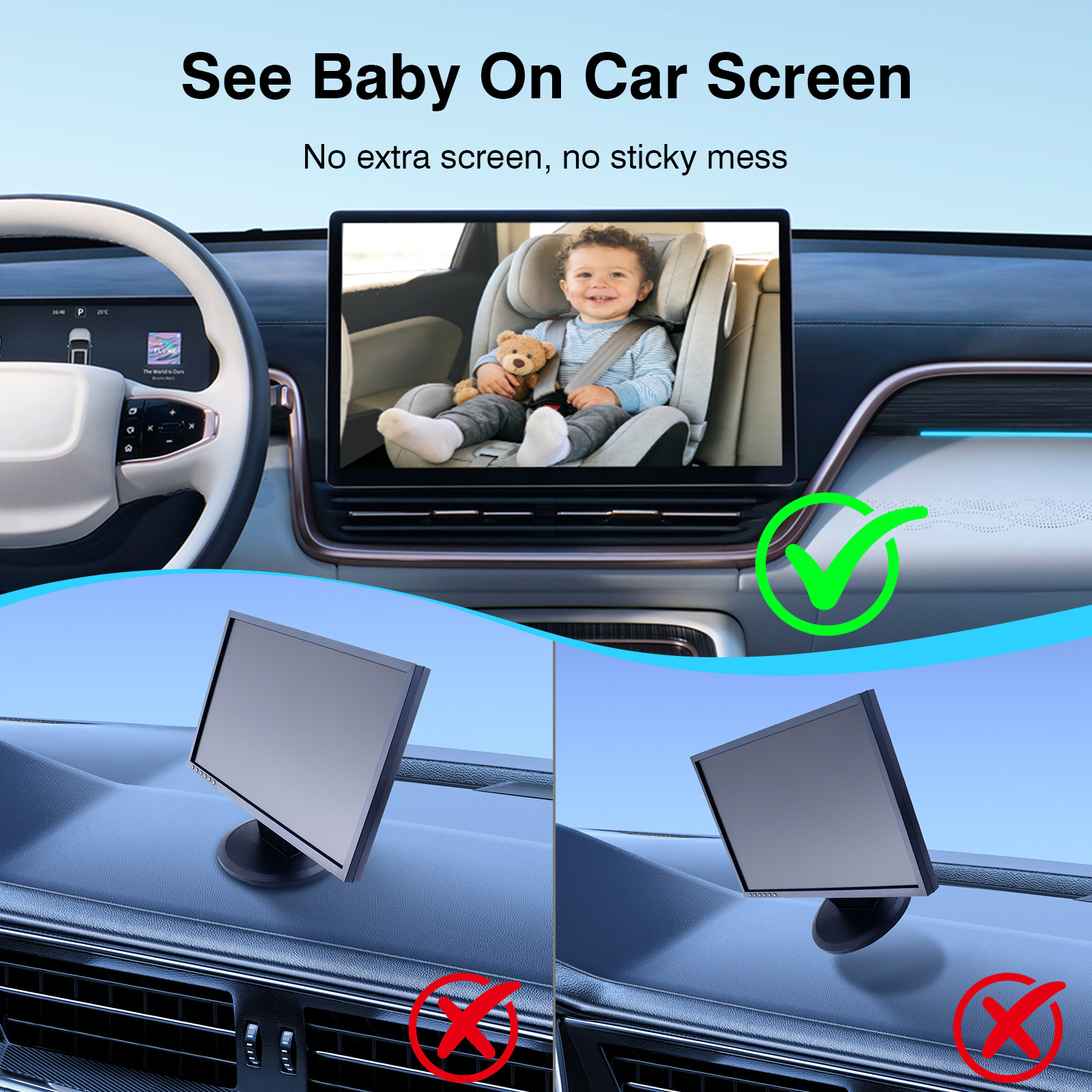 无线投屏车载婴儿监视器无线carplay/auto高清红外夜视实时显示 10