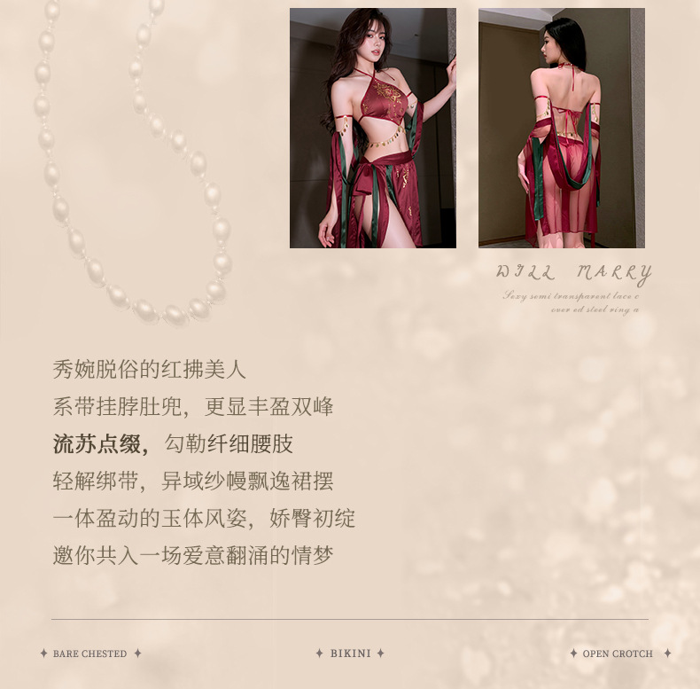 夜听香情趣内衣性感敦煌飞天舞姬异域套装挂脖肚兜古典套装 3