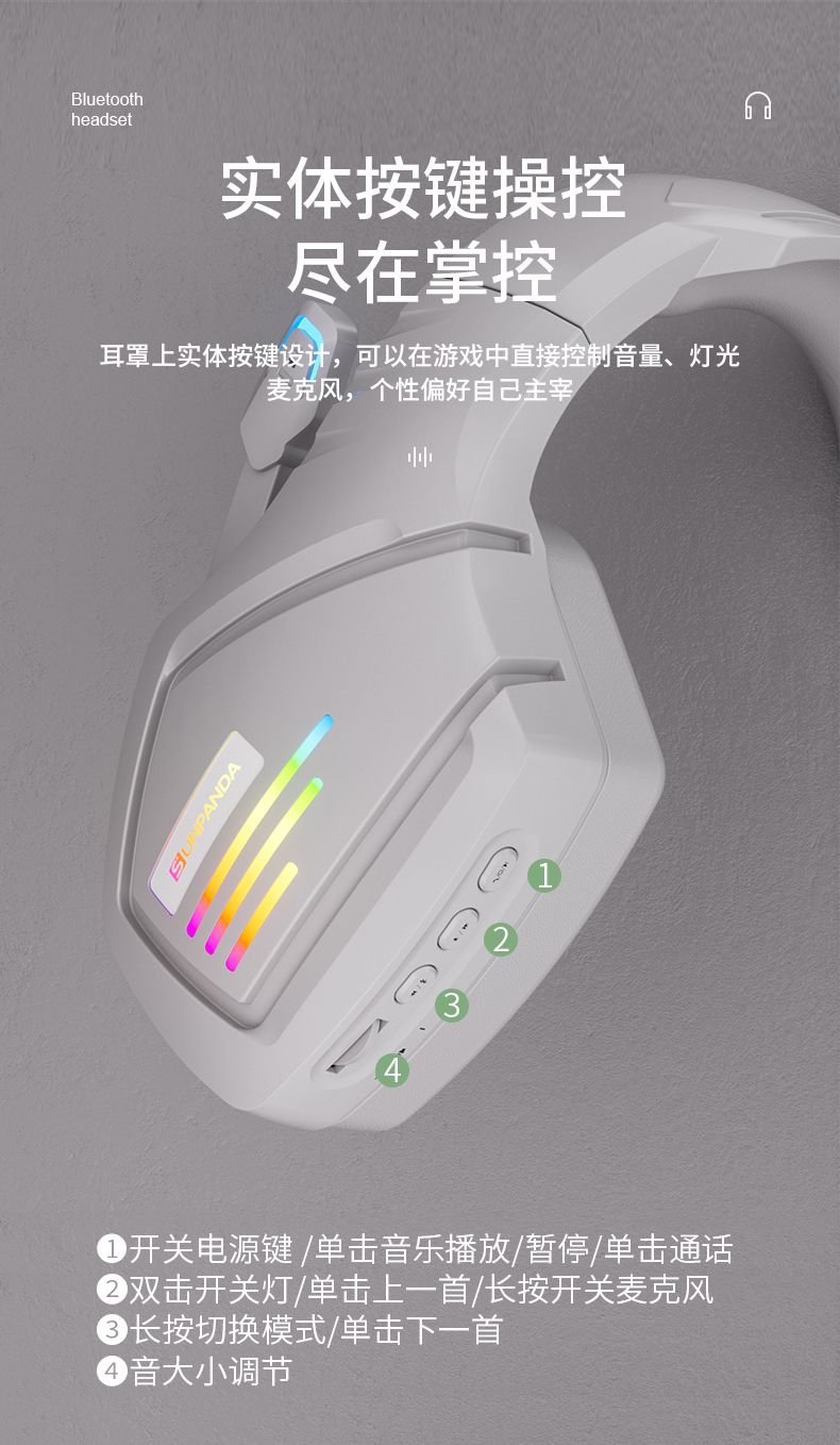 无线游戏蓝牙耳机头戴式降噪耳麦电脑笔记本专用电竞新款带麦2.4G 6
