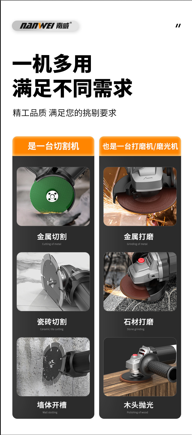 南威纯铜工业级大功率角磨机磨光切割手磨抛光手砂轮批发电动工具 6