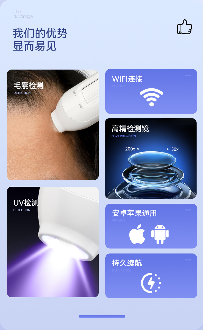 新款头皮检测仪毛囊皮肤检测高清便携式家用美容院养发馆检测仪器 4