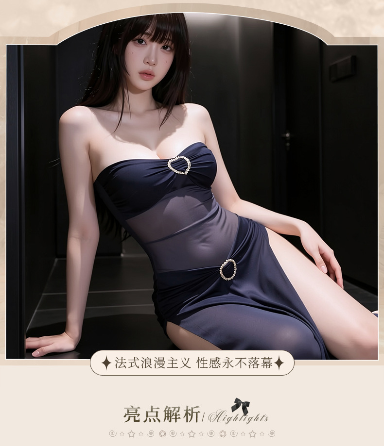 夜听香性感情趣内衣纯欲调情性趣制服小胸开叉连衣裙qqny睡衣女 4