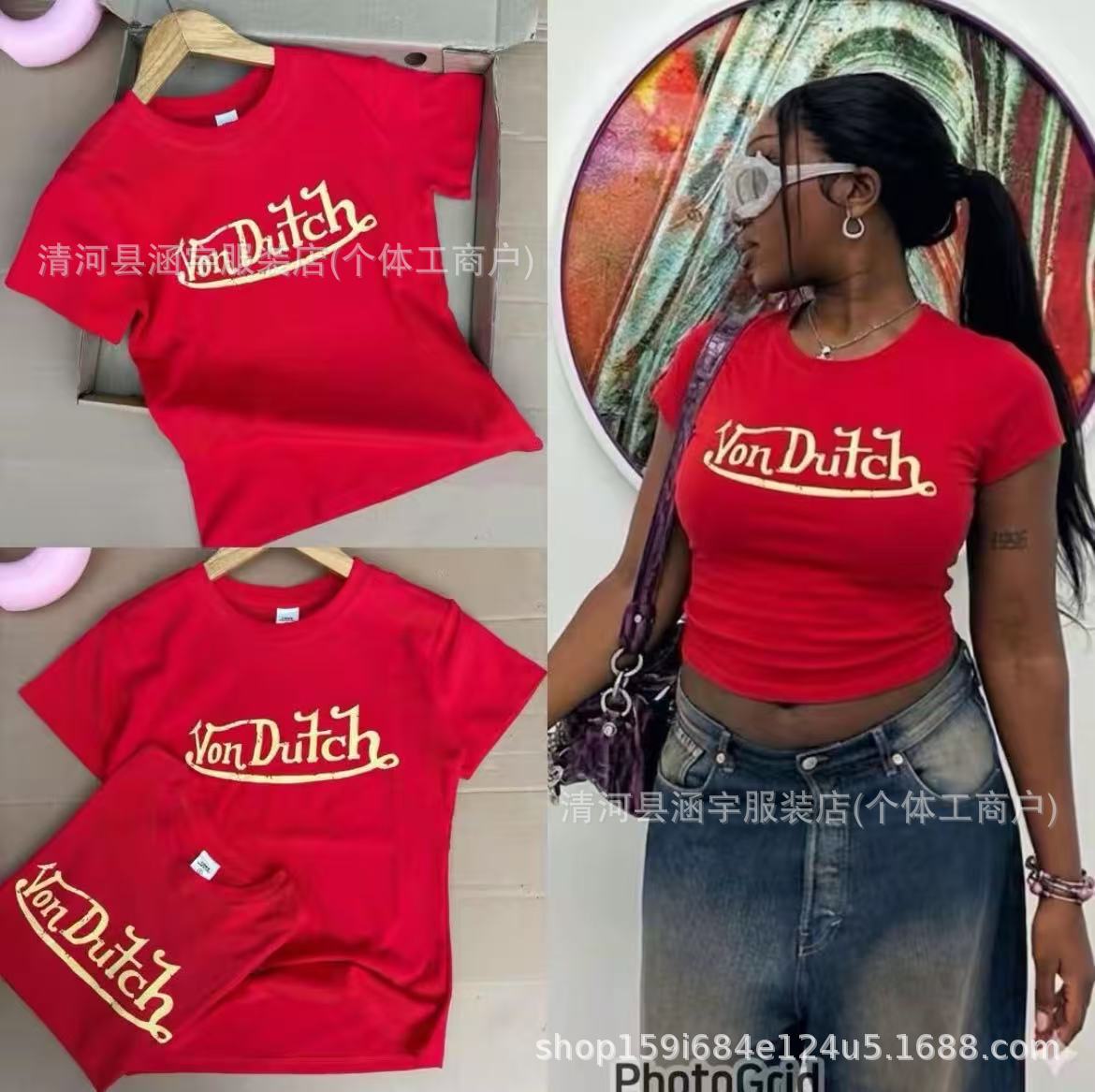 BasicTops女士修身夏季欧美跨境螺纹棉T恤黄色卡通印花基础上衣T 13