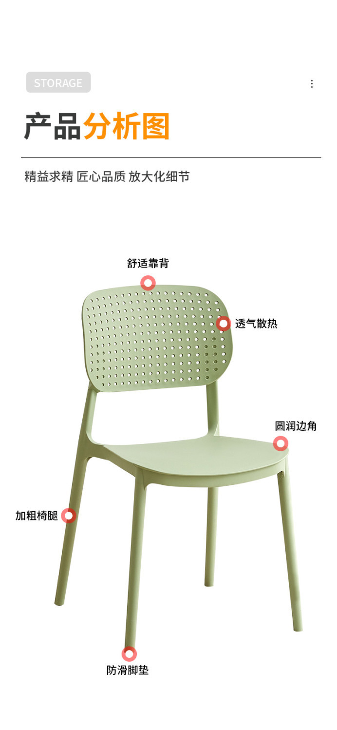 塑料椅子北欧餐厅加厚靠背椅家用餐桌商用餐椅简约凳子轻奢现代 13