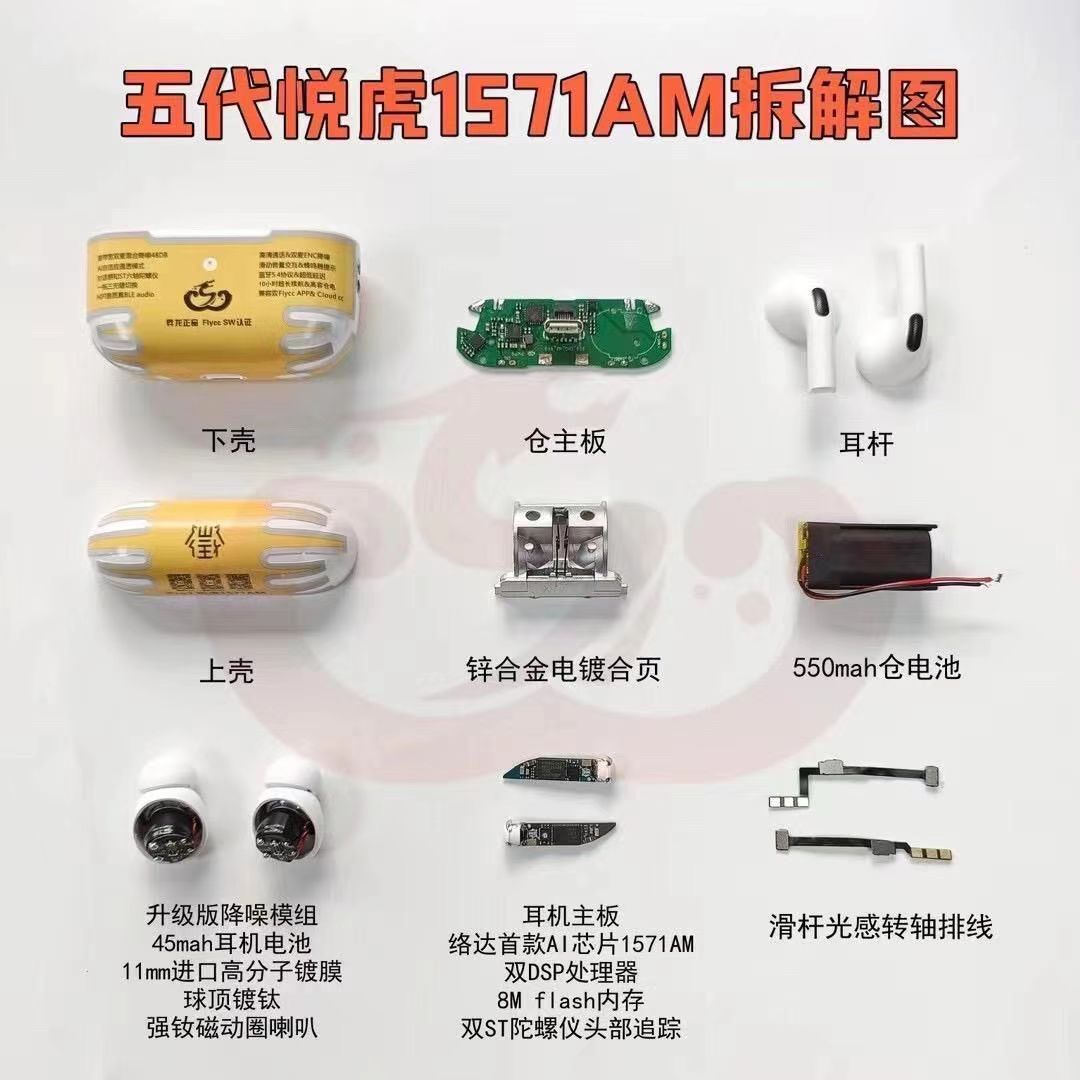 五代悦虎1562AE蓝牙耳机华强北六代八代Pro3杰里中科适用苹果降噪 22