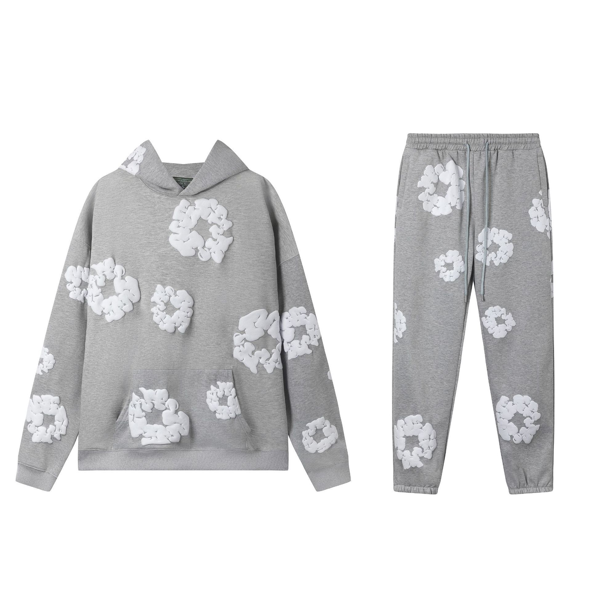 【加绒】侃爷同款发泡木棉花DENIM TEARS连帽卫衣休闲卫裤套装潮 29