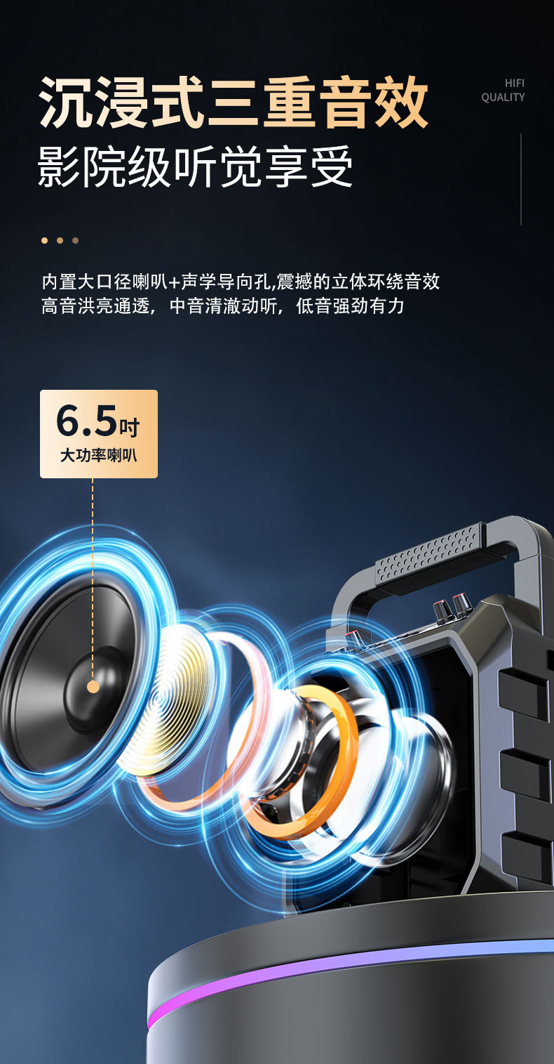 长城户外手提便携大音量广场舞蓝牙音箱家用K歌一体低音炮音响 6